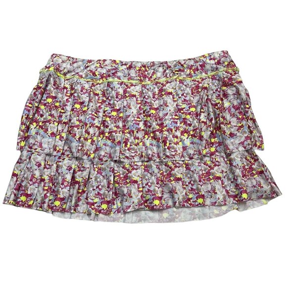 Jofit Apparel Skort‎ Womens XXL Purple Floral Tiered Mini Tennis Athletic UPF 50 - Picture 2 of 9